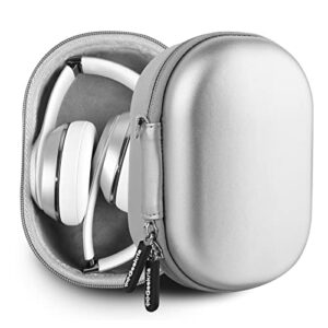 geekria pro headphones case compatible with beats solo pro, solo 3, solo 2, solo hd case, replacement hard shell travel carrying bag with cable storage (silver)