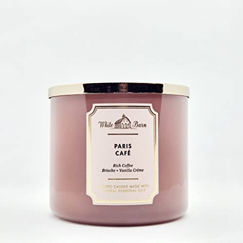 Bath and Body Works, White Barn 3-Wick Candle w/Essential Oils - 14.5 oz - 2021 Core Scents! (ParisCafe)