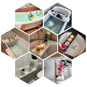 Expandable Bath Shelf Bathtub Caddy Tray Adjustable Plastic Shower Organizer Trays Extending Home Bathroom Sides Bath Tub Caddy Tray Rack Soap Shower Storage Kitchen Wine Tray Holder SPA Ttray (Gray)