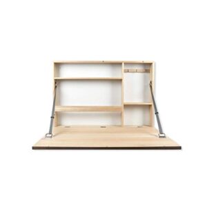 prinz work from home wall-mounted 36' x 24' folding murphy desk with chalkboard, 36' x 24' x 5', light brown