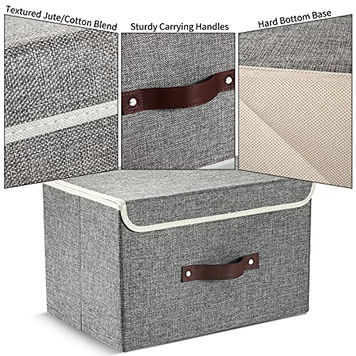 E-MANIS Storage Bins with Lids set of 3 Foldable Storage Boxes with Lids Storage Baskets Storage Containers Organizers with for Toys,Clothes and Books (Grey)