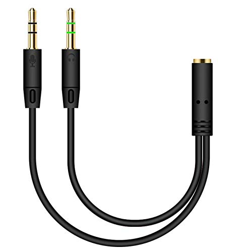 LINASHI 3.5mm Splitter, Headphone Splitter Earphone Adapter Audio 3.5mm Female to 2 Male Jack Aux Cable Black One Size