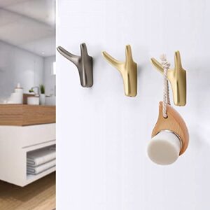 NC NC Towel Hooks, 2 Packs Coat Hook Cow Head Wall Hooks for Heavy Duty Door Hanger Towel Robe Clothes Cabinet Closet Sponges Hook for Bathroom Bedroom Kitchen Hotel Pool (Brushed Brass)