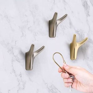 NC NC Towel Hooks, 2 Packs Coat Hook Cow Head Wall Hooks for Heavy Duty Door Hanger Towel Robe Clothes Cabinet Closet Sponges Hook for Bathroom Bedroom Kitchen Hotel Pool (Brushed Brass)