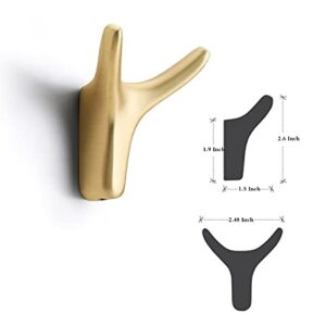 NC NC Towel Hooks, 2 Packs Coat Hook Cow Head Wall Hooks for Heavy Duty Door Hanger Towel Robe Clothes Cabinet Closet Sponges Hook for Bathroom Bedroom Kitchen Hotel Pool (Brushed Brass)