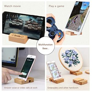 Wood Cell Phone Stand Wooden Portable Mobile Holder,Natural Bamboo Wooden Desktop Tablet Mobile Phone Holder for All Kinds of Phone iPad Mini,Double Groove Design