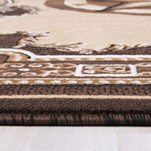 Allstar 8x10 Traditional Accent Rug in Berber with Chocolate Western Texas Star Design (8' x 10')