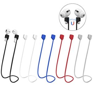 MOLOVA Anti-Lost Straps for AirPods,Colorful Soft Silicone Sports Lanyard, Neck Rope Cord (Black/White/Grey/Blue/Red)