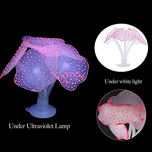 ZtohPyo 4 Pieces Silicone Glow Fish Tank Decorations Plants with Simulation Silicone Coral, Artificial Horn Coral,Fluorescence Sea Anemone for Aquarium Fish Tank Glow Ornament