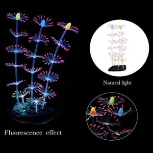 ZtohPyo 4 Pieces Silicone Glow Fish Tank Decorations Plants with Simulation Silicone Coral, Artificial Horn Coral,Fluorescence Sea Anemone for Aquarium Fish Tank Glow Ornament