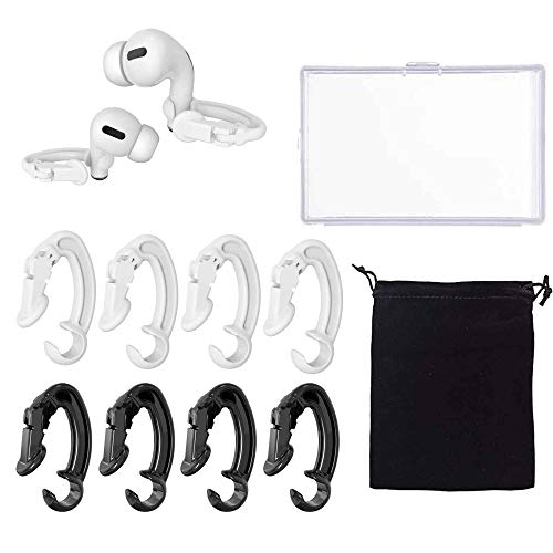 8 PCS Ear Hooks Compatible with Apple AirPods 3, 1, 2 and Pro, Sports Ear Hooks Accessories Designed for AirPods 1, 2 and Pro (4White+4Black)