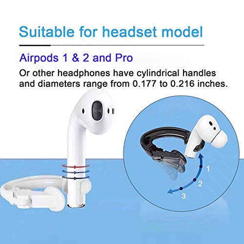 8 PCS Ear Hooks Compatible with Apple AirPods 3, 1, 2 and Pro, Sports Ear Hooks Accessories Designed for AirPods 1, 2 and Pro (4White+4Black)