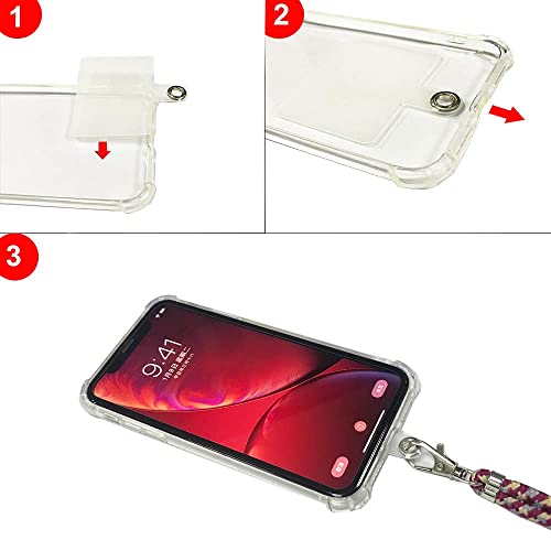 Phone Lanyard Set, Includes Adjustable Neck Strap & Phone Tether Tab, Crossbody Phone Lanyard for Phones Full Coverage Case (Apricot, Red & Gray)