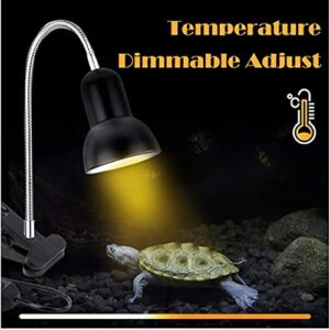 Reptile Heat Lamp, Turtle Tank Aquarium UVA UVB Light with Bracket and Adjustable Temperature Switch, Heating Light Lamp for Reptile Turtle Lizard Snake (with 2 Pack 50W Bulbs)