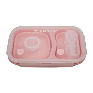 bariatricpal portion control bento lunch box, storage container & plate collapsible and leak-proof! (pink)