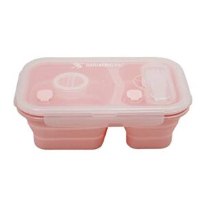 BariatricPal Portion Control Bento Lunch Box, Storage Container & Plate Collapsible and Leak-Proof! (Pink)