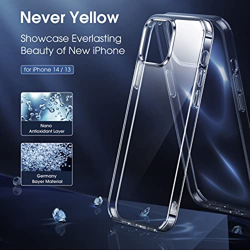 CASEKOO Crystal Clear for iPhone 14 Case & iPhone 13 Case, [Not Yellowing] [Military Grade Drop Protection] Shockproof Protective Phone Case 6.1 inch 2022 (Clear)