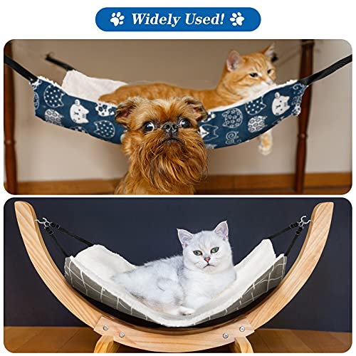 2 Pieces Reversible Cat Hanging Hammock Soft Breathable Pet Cage Hammock with Adjustable Straps and Metal Hooks Double-Sided Hanging Bed for Cats Small Dogs Rabbits, Medium