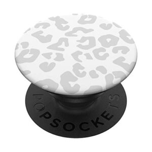 grey and white leopard print animal skin cute trendy popsockets popgrip: swappable grip for phones & tablets