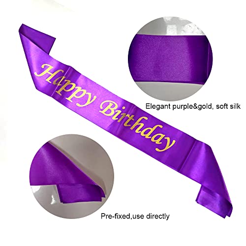 yujiaonly 70th Birthday Party Decorations Purple Happy Birthday Paper Banner Purple 40inch Number 70 Happy birthday Sash Latex and Confetti Balloons Perfect for 70 Years Old Party Supplies Balloons Number 70 Purple