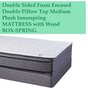 Treaton 12" Twin Size Double Sided Mattress And Box Spring - Foam Encased Double Pillow Top Medium Plush With Exceptional Back Support, Not Compressed, No Assembly Required 38x74