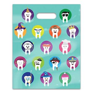 practicon 11098200 character teeth 8 x 10 four-color patient care bags - 100 pack