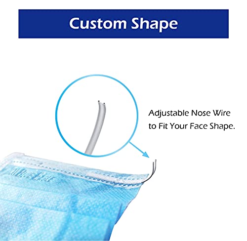 3-PLY BlueEagle Individually Wrapped Disposable Adult Face Masks | Fit for Large Face | with Soft Comfortable Inner Layer | For Men and Women | Blue Color - 50 Pcs (Sky Blue)