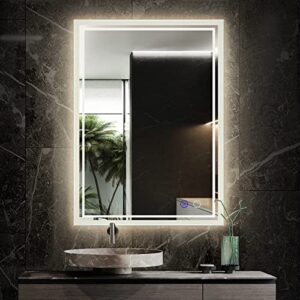 zelieve 24 x 32 led backlit mirror bathroom vanity with lights,anti-fog,dimmable,cri90+,touch button,water proof,horizontal/vertical,lighted mirror wall mounted,led mirror for bathroom,led mirrors