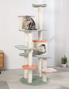 hyabi 63 inch cat tree creative flower cat climbing frame cat apartment with flower rest platform(large 7 platforms)