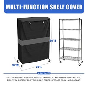 MOLLYAIR Shelving Cover Wire Rack Cover for Sundries, Shelf Cover for 24x18x60 Inch Black