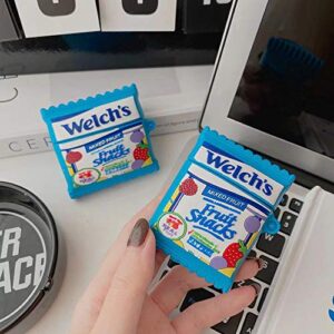 Peekdook for Air pod 2/1 Case Soft Silicone Welchs Candy Cute Cartoon Funny Cover Fashion Protective Skin Accessory Keychain Girl Teen Compatible Box with Air pod 2 & 1 (Welchs Candy)