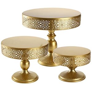 peohud 3 pack metal cake stand, round dessert holder, cupcake pastry candy display for wedding, anniversary, birthday party, 8"/10"/12"