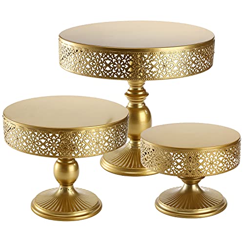 Peohud 3 Pack Metal Cake Stand, Round Dessert Holder, Cupcake Pastry Candy Display for Wedding, Anniversary, Birthday Party, 8"/10"/12"