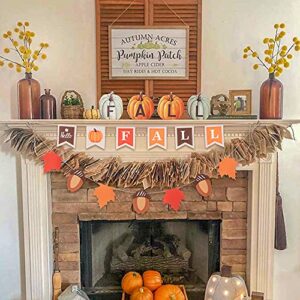 Hello Fall Decor for Home, hogardeck Premuim Imitation Linen Indoor Outdoor Fall Decorations, Pumpkin, Maple and Pinecone Banner Wall Decor, Mantel Fireplace Hanging Decor