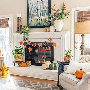 Hello Fall Decor for Home, hogardeck Premuim Imitation Linen Indoor Outdoor Fall Decorations, Pumpkin, Maple and Pinecone Banner Wall Decor, Mantel Fireplace Hanging Decor