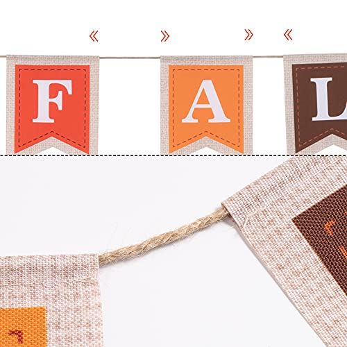 Hello Fall Decor for Home, hogardeck Premuim Imitation Linen Indoor Outdoor Fall Decorations, Pumpkin, Maple and Pinecone Banner Wall Decor, Mantel Fireplace Hanging Decor