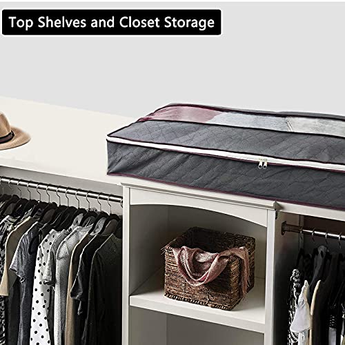 Under Bed Storage Bag Containers - 1 Pack 90L Foldable Blanket Clothes Storage Bags with Zippers & Reinforced Handles | Large Capacity Underbed Storage Bins Organizer with Clear Top Window (Grey, 1)