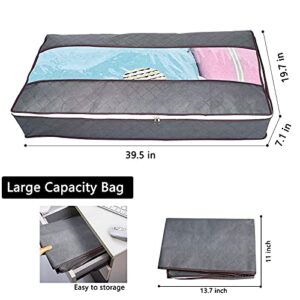 Under Bed Storage Bag Containers - 1 Pack 90L Foldable Blanket Clothes Storage Bags with Zippers & Reinforced Handles | Large Capacity Underbed Storage Bins Organizer with Clear Top Window (Grey, 1)