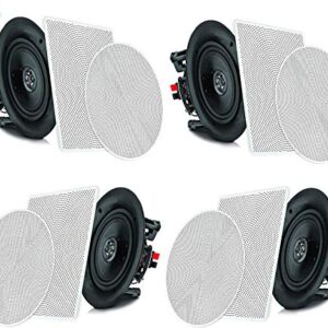 Pyle 6.5” 4 Bluetooth Flush Mount in-Wall in-Ceiling 2-Way Speaker System & Wireless BT Receiver Wall Mount - 100W in-Wall Audio Control Receiver w/Built-in Amplifier, USB/Microphone (3.5mm) Inputs