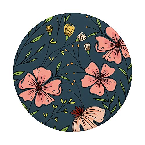 Pacific Blue Vintage Floral Flower Design PopSockets Swappable PopGrip