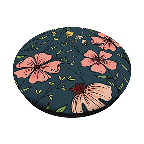 Pacific Blue Vintage Floral Flower Design PopSockets Swappable PopGrip