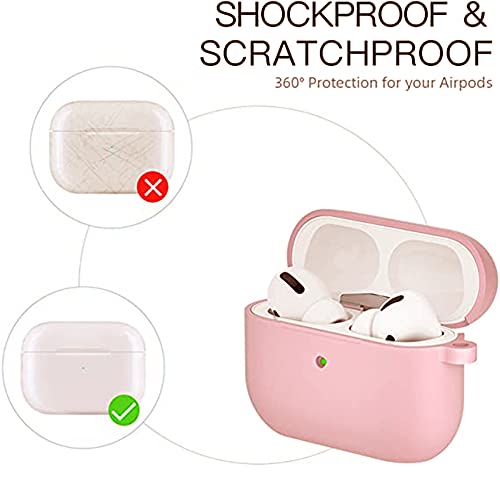 Compatible with Apple Airpods Pro Case Airtags Holder Airtag Airpod Pro Cases with Keychain Shock-Proof Silicone Cases Cover for AirPods Pro, Bluetooth Finder Case for Airtags Tracker Pink