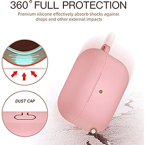 Compatible with Apple Airpods Pro Case Airtags Holder Airtag Airpod Pro Cases with Keychain Shock-Proof Silicone Cases Cover for AirPods Pro, Bluetooth Finder Case for Airtags Tracker Pink