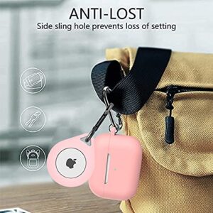 Compatible with Apple Airpods Pro Case Airtags Holder Airtag Airpod Pro Cases with Keychain Shock-Proof Silicone Cases Cover for AirPods Pro, Bluetooth Finder Case for Airtags Tracker Pink