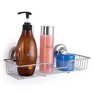 iPEGTOP Strong Suction Cup Shower Caddy Bath Shelf Storage with 4 Side Hooks, Combo Organizer Basket for Shampoo, Conditioner, Soap, Razor Bathroom Accessories, Chrome, 2 Count