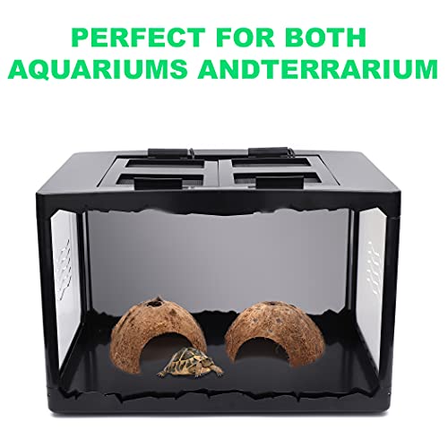 3-Pack Coconut Shell Hideouts for Reptiles Amphibians (Fishes Bearded Dragons Hamster Tortoise Hermit Crab)