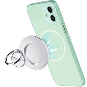 tomorotec magnetic base plate (silver) for phone grip holder ring stand removable accessory for wireless charging compatible with iphone 12 & magnetic case with charging ring [phone grip not included]