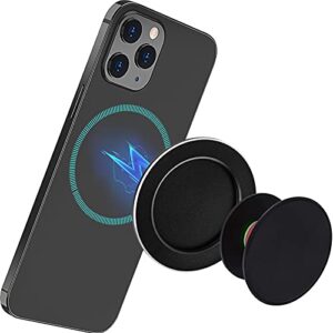 Tomorotec Removable Magnetic Base Compatible with Collapsible Phone Grip Holder Ring Stand, Magnetic Case Wireless Charging Compatible with iPhone 12, Phone Grip Not Included (Black)