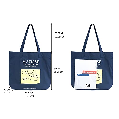 Canvas Tote Bag Aesthetic Large Cute Tote bag Canvas Bags with Pockets Sturdy Book Bag Spacious