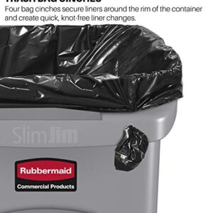 Rubbermaid Commercial Products Slim Jim Plastic Rectangular Recycling Bin with Venting Channels, 23 Gallon, Blue Recycling (FG354007BLUE) & FG267360BLUE Slim Jim Trash Can, Swing Lid, Blue